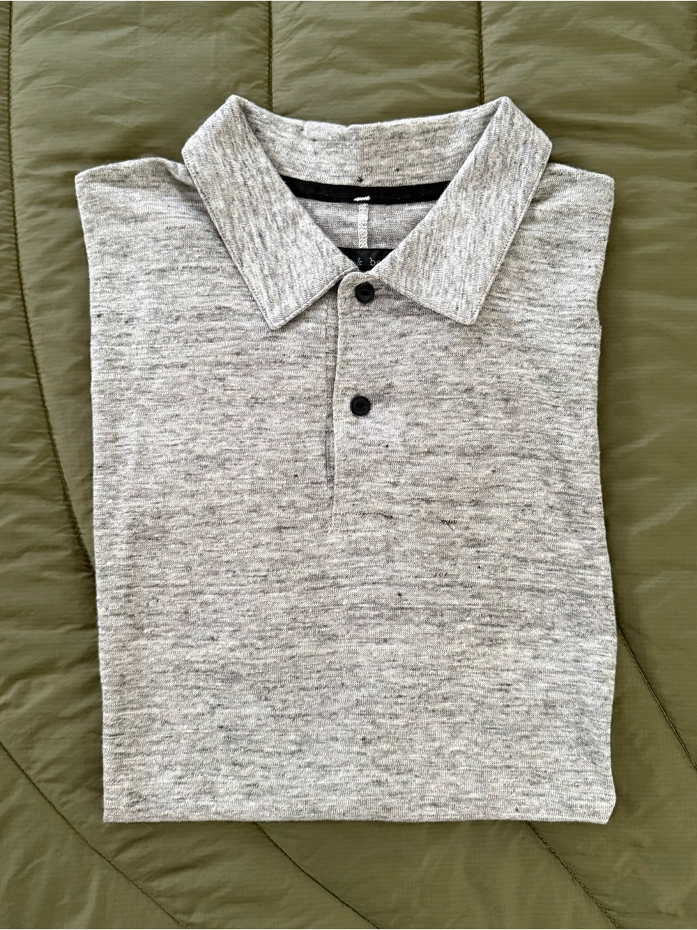rag & bone Heather Gray Polo Shirt - 100% Linen